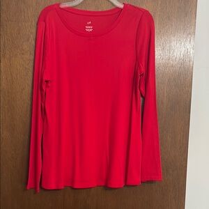 J. Jill Red Relaxed Long Sleeve Tee